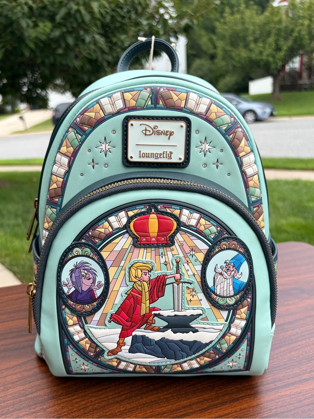 Loungefly Sword in the Stone Stained Glass Mini Backpack NWT